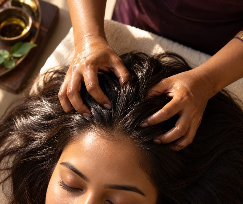 Head massage and hair treatment